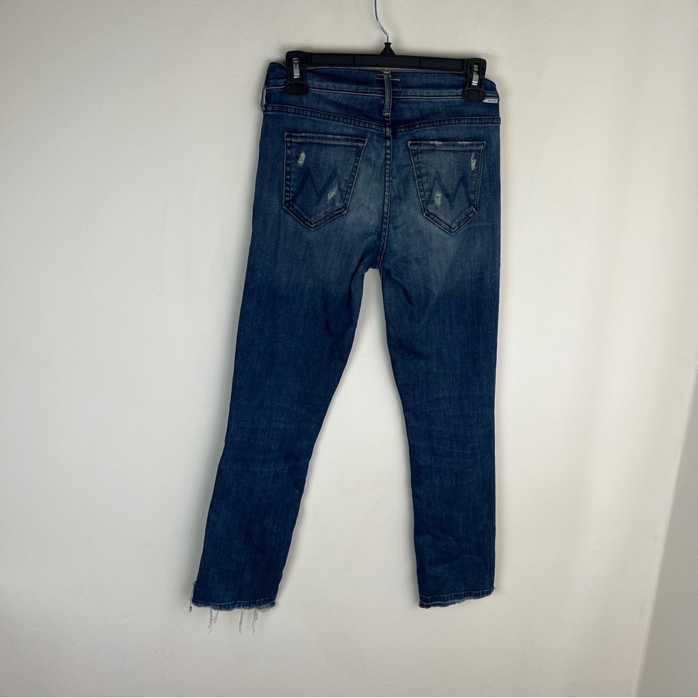 MOTHER Rascal Ankle Undone Step Fray Jeans in DARK GRAFFITI SIZE 24 - Picture 6 of 9